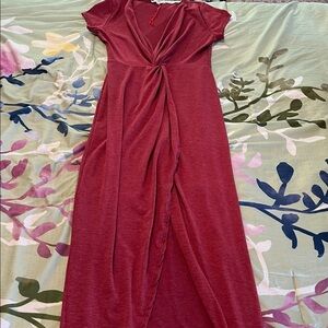 Short sleeve twist front maxi dress